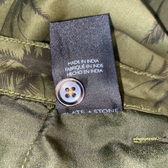 NWT Slate & Stone Green Palm Print Flat Front 7” Cotton Twill Short size 38 NEW - Picture 6 of 6